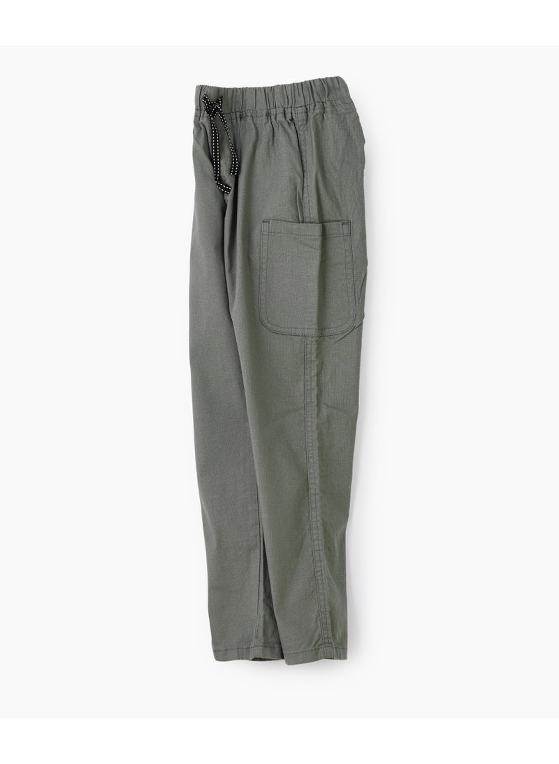 JAM Boys Olive Green Cotton Cargo Pants with Drawstring - Image 3